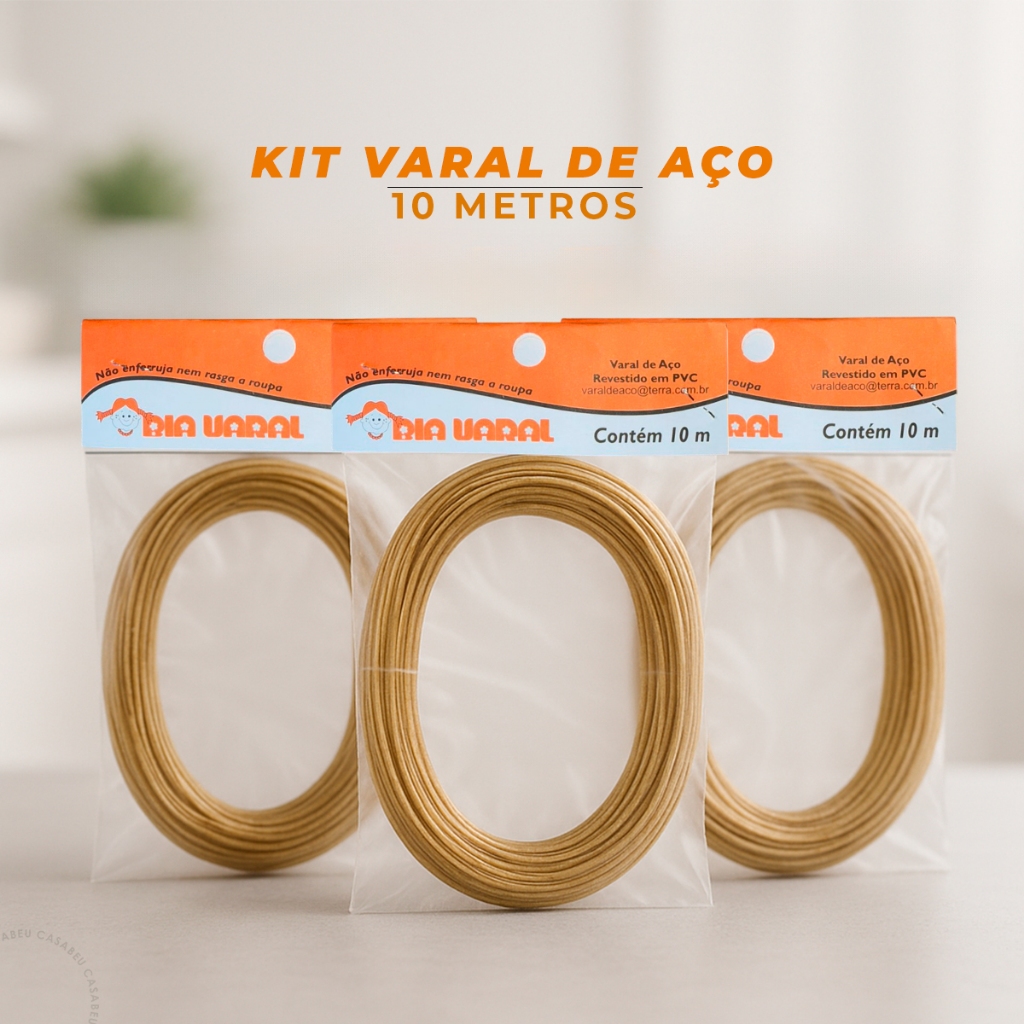 Varal de Aço Roupa Reforçado Revestido Corda 10 Metros Kit 3 | 6 | 10 | 15 unidades em Oferta na Shopee