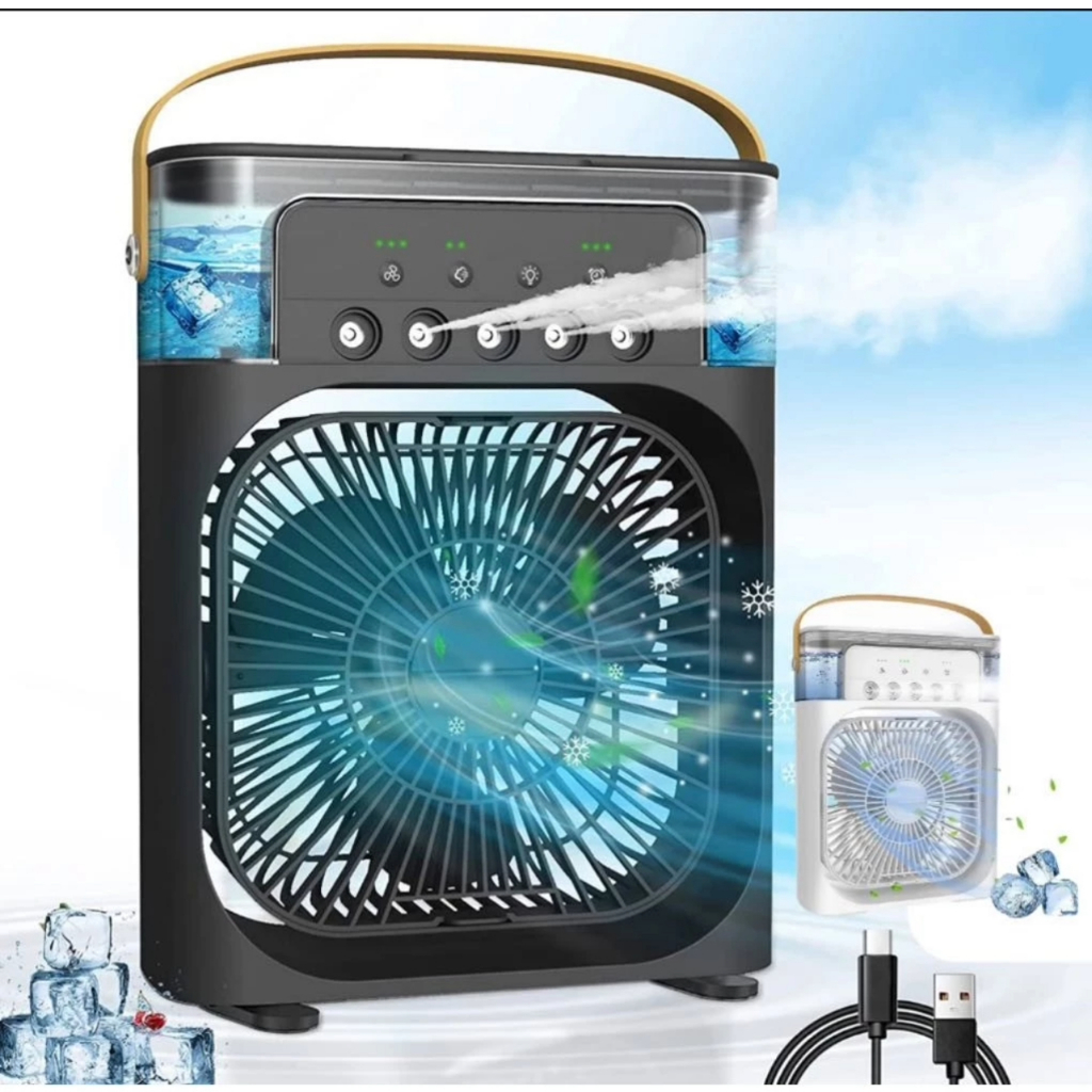 MiniRefrigerador De Ar Ventilador Umidificador Portátil Com Led Reservatório De Água Led Usb