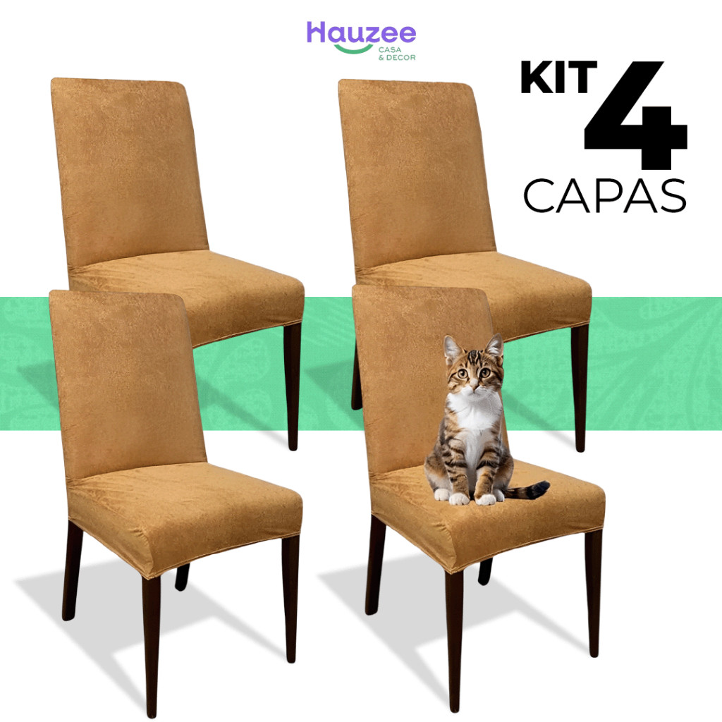 Kit 4 Capa De Cadeira Anti-gato Em Suede Tamanho Universal Encaixe Perfeito Forro Perfeito em Oferta na Shopee
