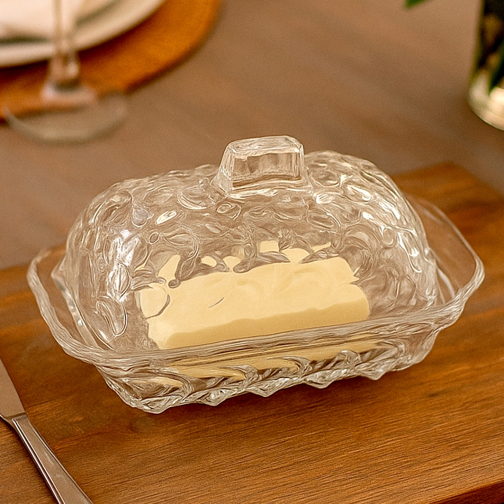 Manteigueira De Vidro Com tampa Cubs Manteigueira Retangular