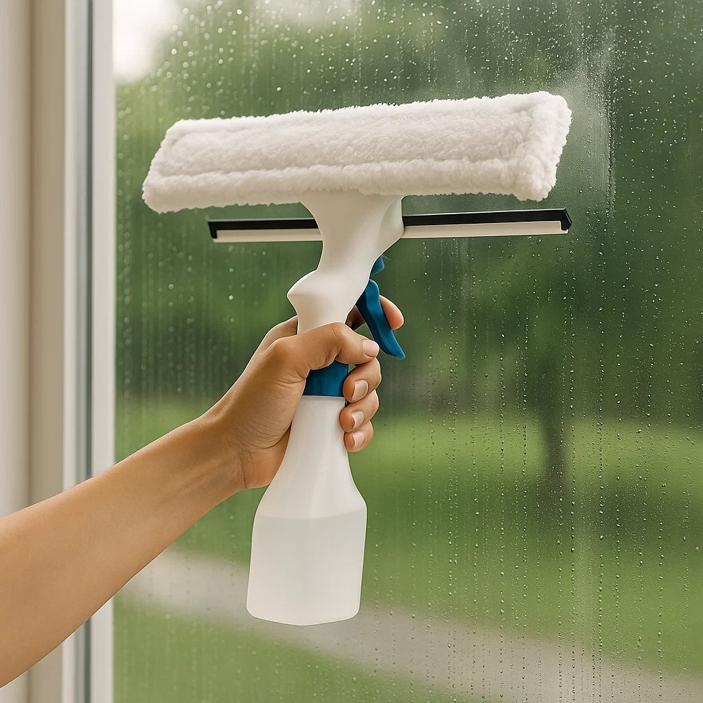 Mop Limpa Vidros Spray borrifa Limpeza Casa Microfibra Limpar Janelas Seguro Prático
