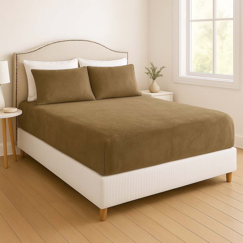 Lençol de Elástico Plush Com Fronha Solteiro Casal Queen King Toque Macio Premium Oferta Quentinho