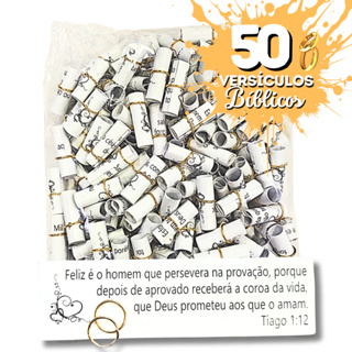 Kit 50 Lembrancinhas Versículos Bíblicos Enroladinhos Brancos para Festas Casamentos Batizados etc em Oferta na Shopee