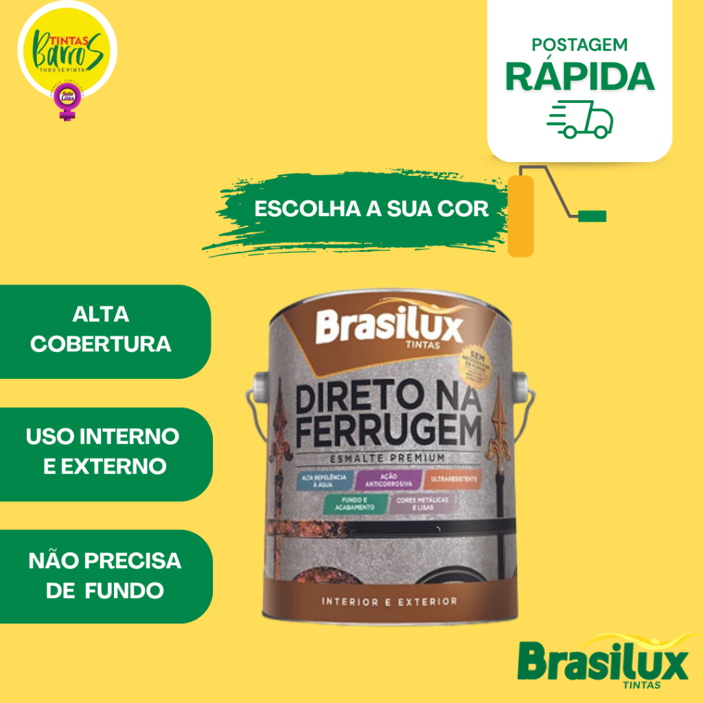 TINTA DIRETO NA FERRUGEM 3,6L BRASILUX em Oferta na Shopee
