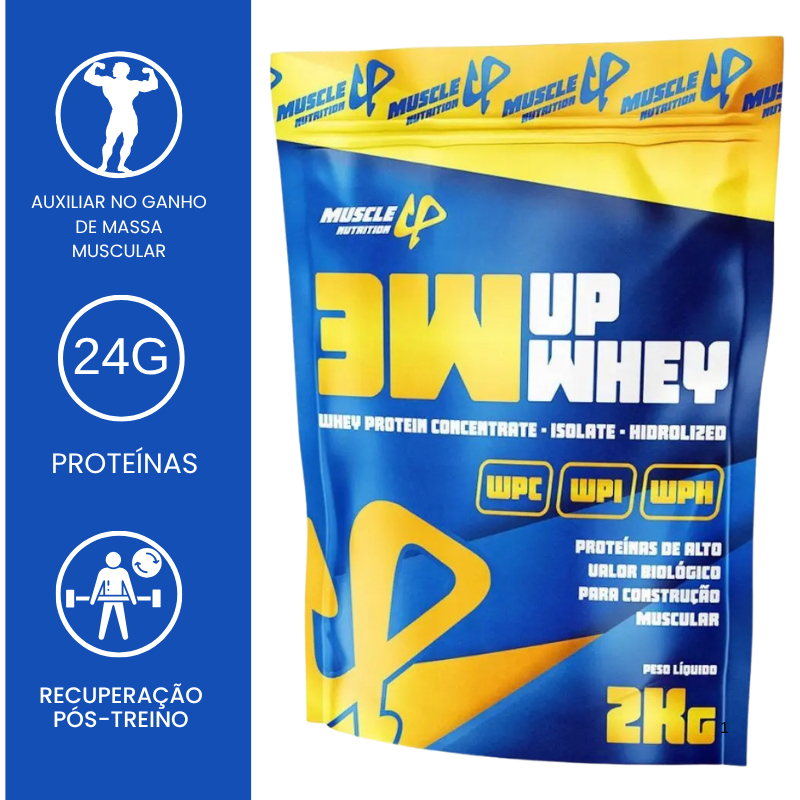 Muscle Nutrition Whey 3W 2kg – Isolado Concentrado E Hidrolisado
