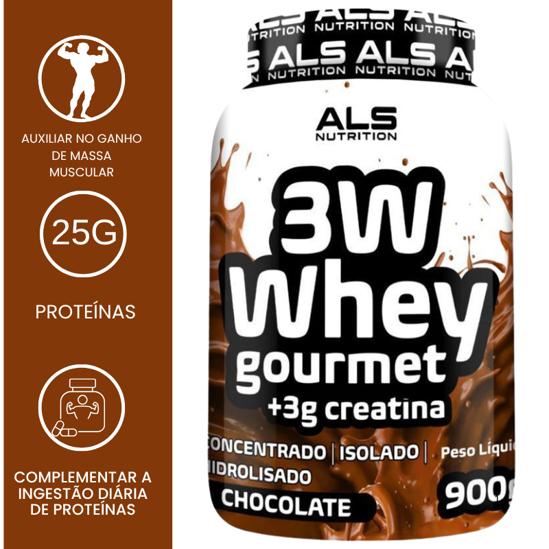 Suplemento Alimentar Whey Concentrado Isolado E Hidrolisado 3g Creatina  Als Nutrition - Pote 900g