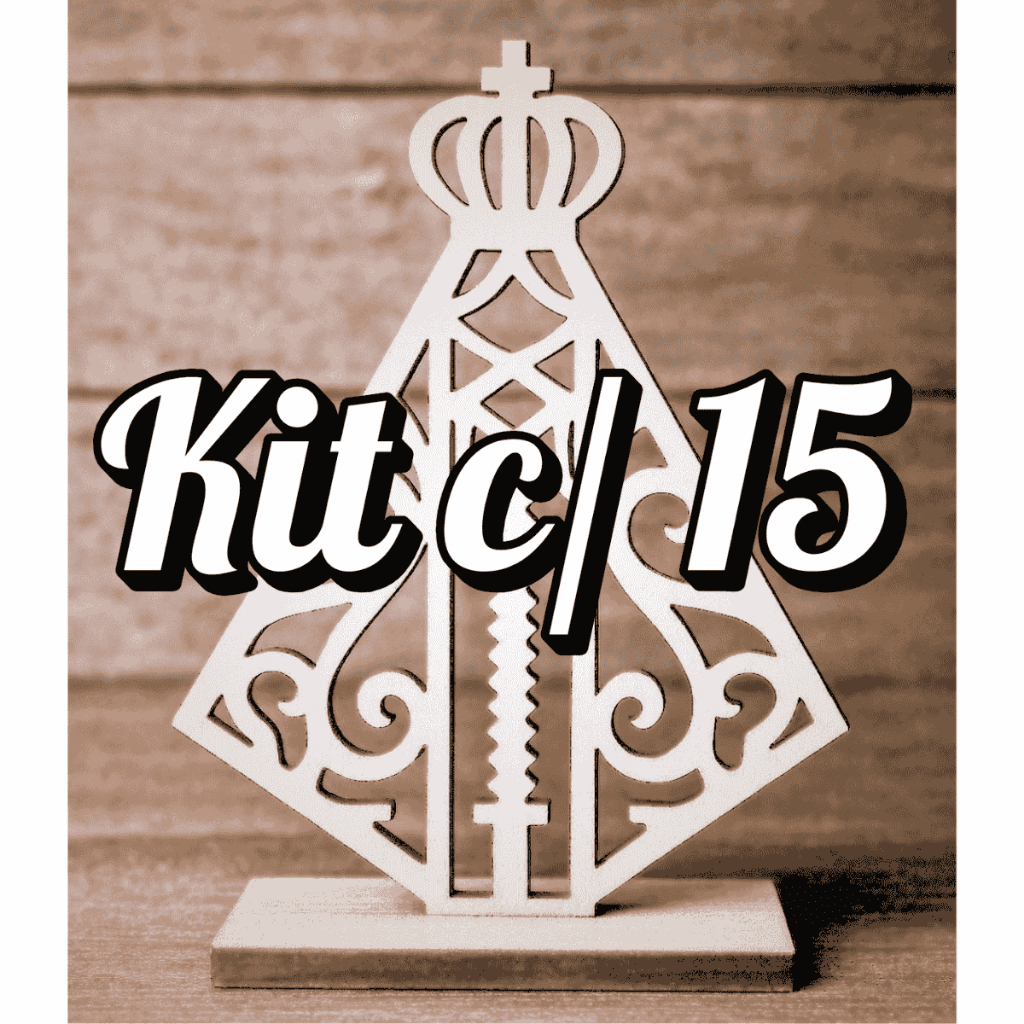 Kit 15 Nossa Senhora Aparecida Mdf Branco Na Base Enfeite 9x6cm Lembrancinha Decoração