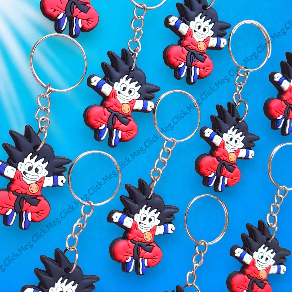 Kit 10 ou 30 Chaveiros Goku 🟠 Dragon Ball | Lembrancinhas Festa Infantil Anime Geek – PVC Resistente