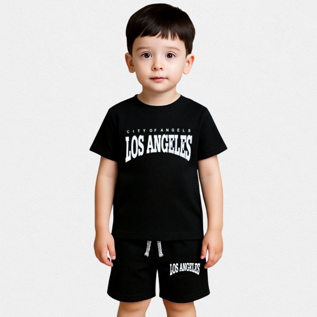 Conjunto Menino Camiseta e Bermuda Infantil Estampado Algodão Moda Verão Roupa Casual
