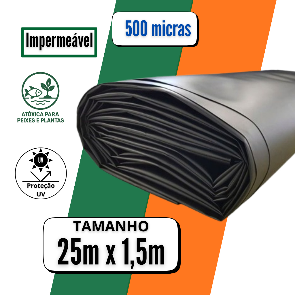 Lona 25x1,5 PEAD Para Lago Tanque Muro De Arrimo Geomembrana 0,5mm 500 Micras