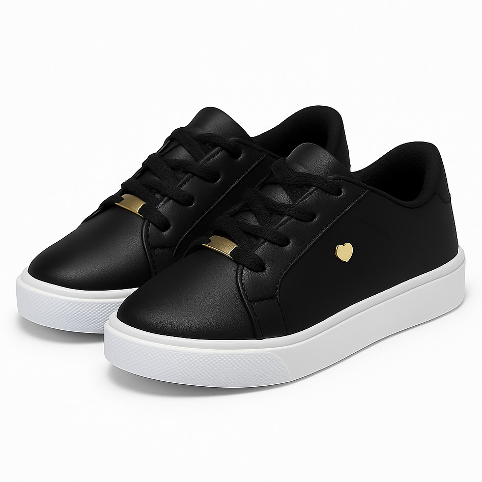 Tênis Infantil Menina preto /Preto Dourado Confortável e Leve Para Escola em Oferta na Shopee