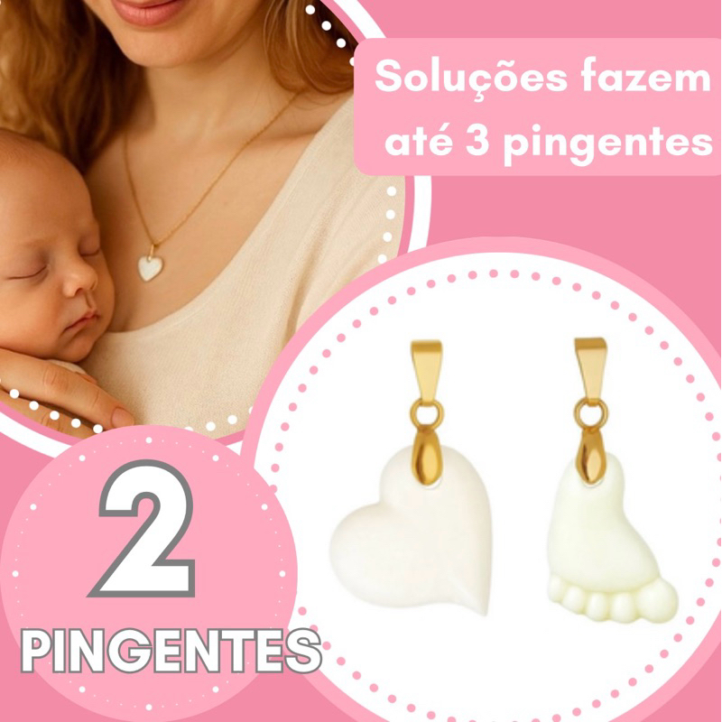 Jóia de Leite Materno Envio ainediato - Pingente - Kit DYE Faça em Casa - Presente Amamentação  Biojóias Artesanato