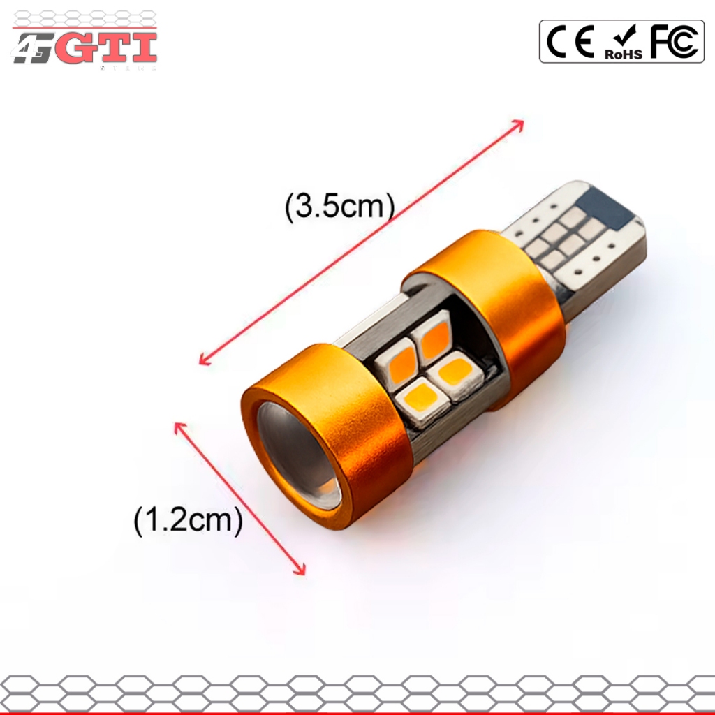 Par Lâmpadas Led T10 Pingo Projetor 19 Smd Canbus Laranja Âmbar 6w