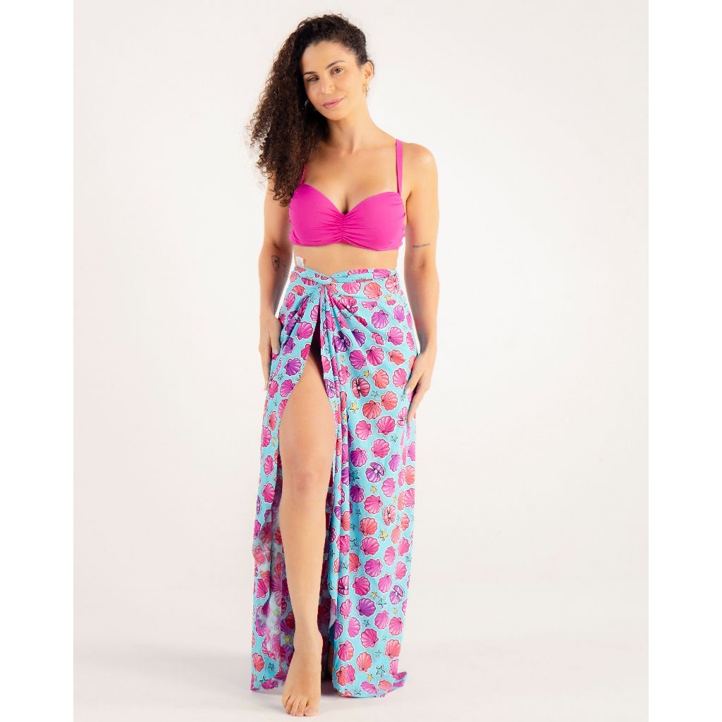 Saia Pareô Saída de Praia Longa Canga Estampada Varias Amarrações em Oferta na Shopee