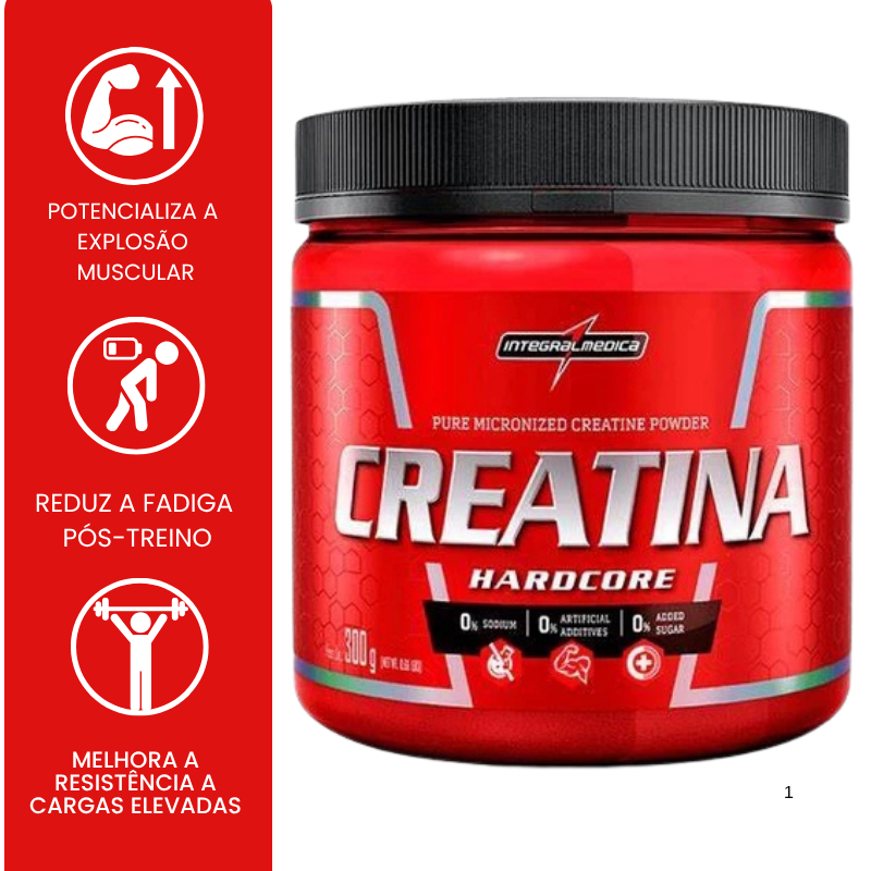 Creatina Pura Integral Medica Hardcore 300g Integralmedica Força — R$ 57,00 em Shopee, 24% OFF