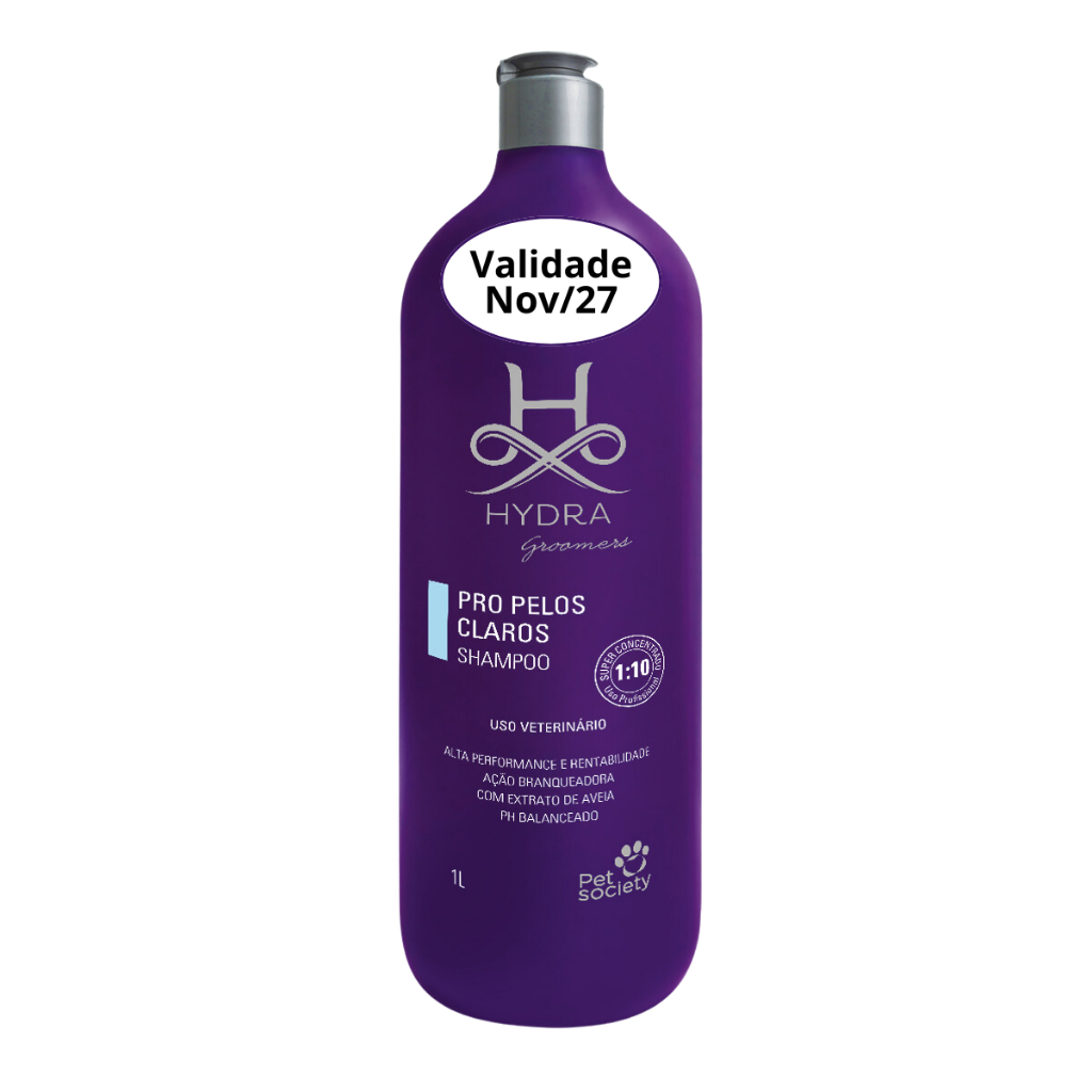 Shampoo Hydra Groomers Pro Pelos Claros 1L 1:10 Pet Society para Cães e Gatos