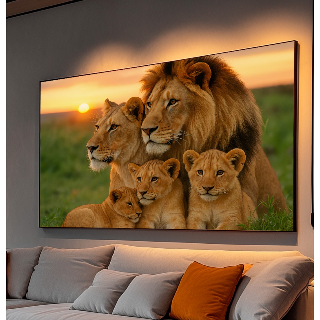 Quadro Decorativo Com Moldura 80x120 cm Para Sala Quarto Escritório Leão Família · foto 2