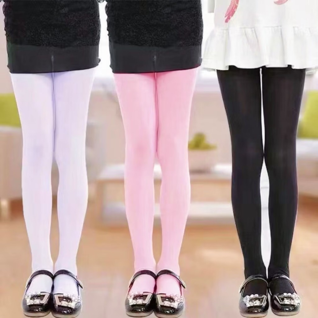 Meias de balé infantil mininas - 3 cores preto/branco/rosa