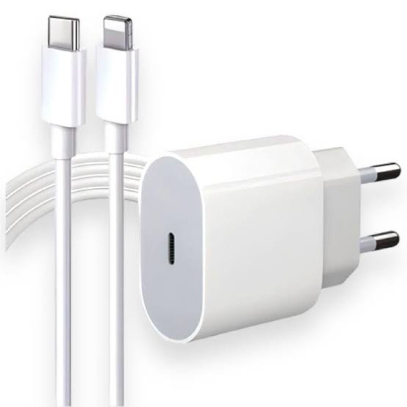 Carregador + Cabo Tomada USB Tipo C e Cabo USB Lightning 1 Metro Resistente Carregamento Rápido