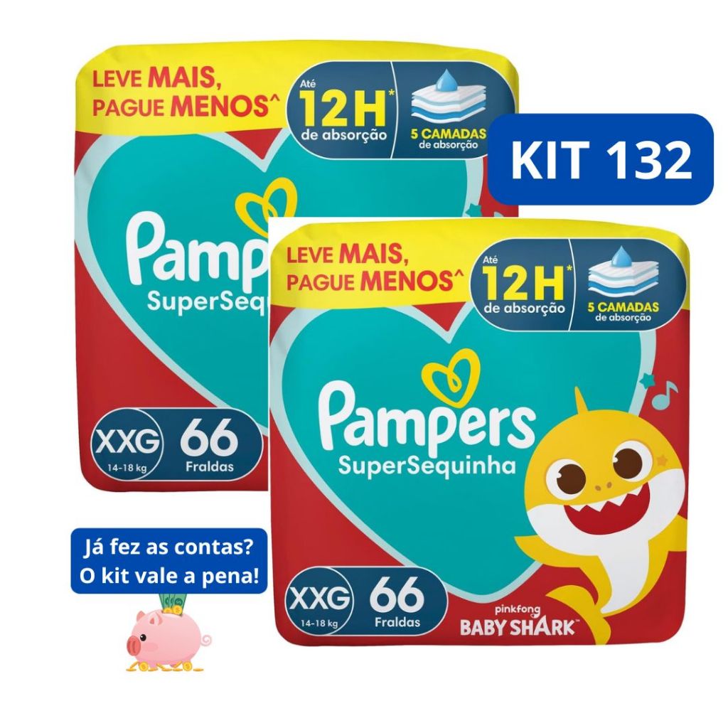 Fralda Pampers Supersequinha - Tam. XXG - 66 unidades