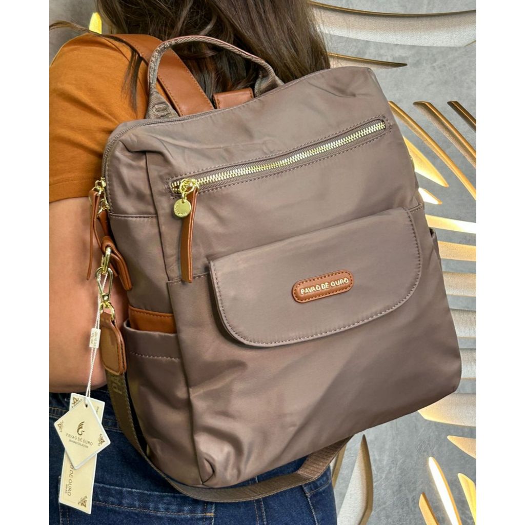 Mochila Feminina Pavão de Ouro Impermeável Notebook Espaçosa Diversos Compartimentos