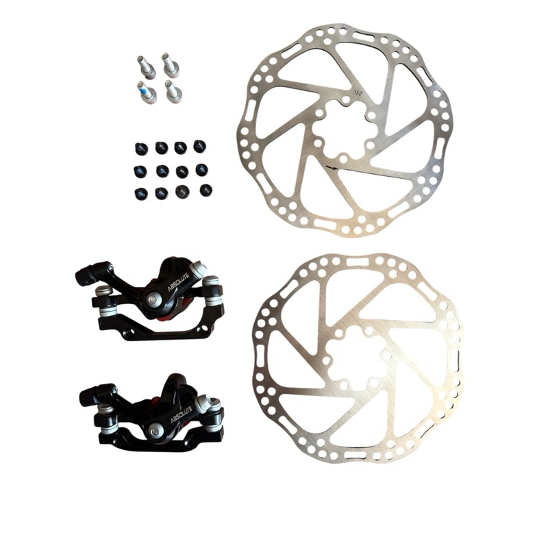 Jogo kit Freio A Disco Bicicleta Absolute Mecânico Pinças e disco