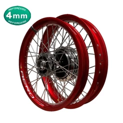 Par Roda Aero Monaco Vermelho Alumínio Cubo Diamantado Raio 4mm Cromado Fan Titan 150 160 Disco