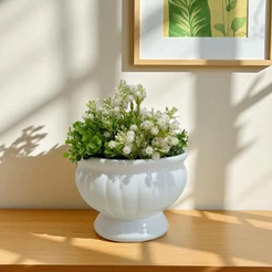Enfeite Cachepot Cerâmica Vaso para Decoração Arranjo com Flores Artificiais Secas Mesa Posta Festa