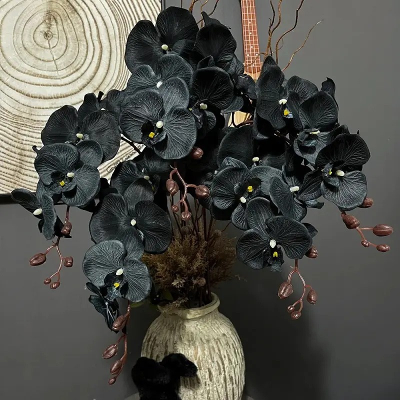 Orquidea Silicone 3d Toque Real Para Decorações Sofisticadas Luxuosa Casamento Gótica Flor Preta em Oferta na Shopee