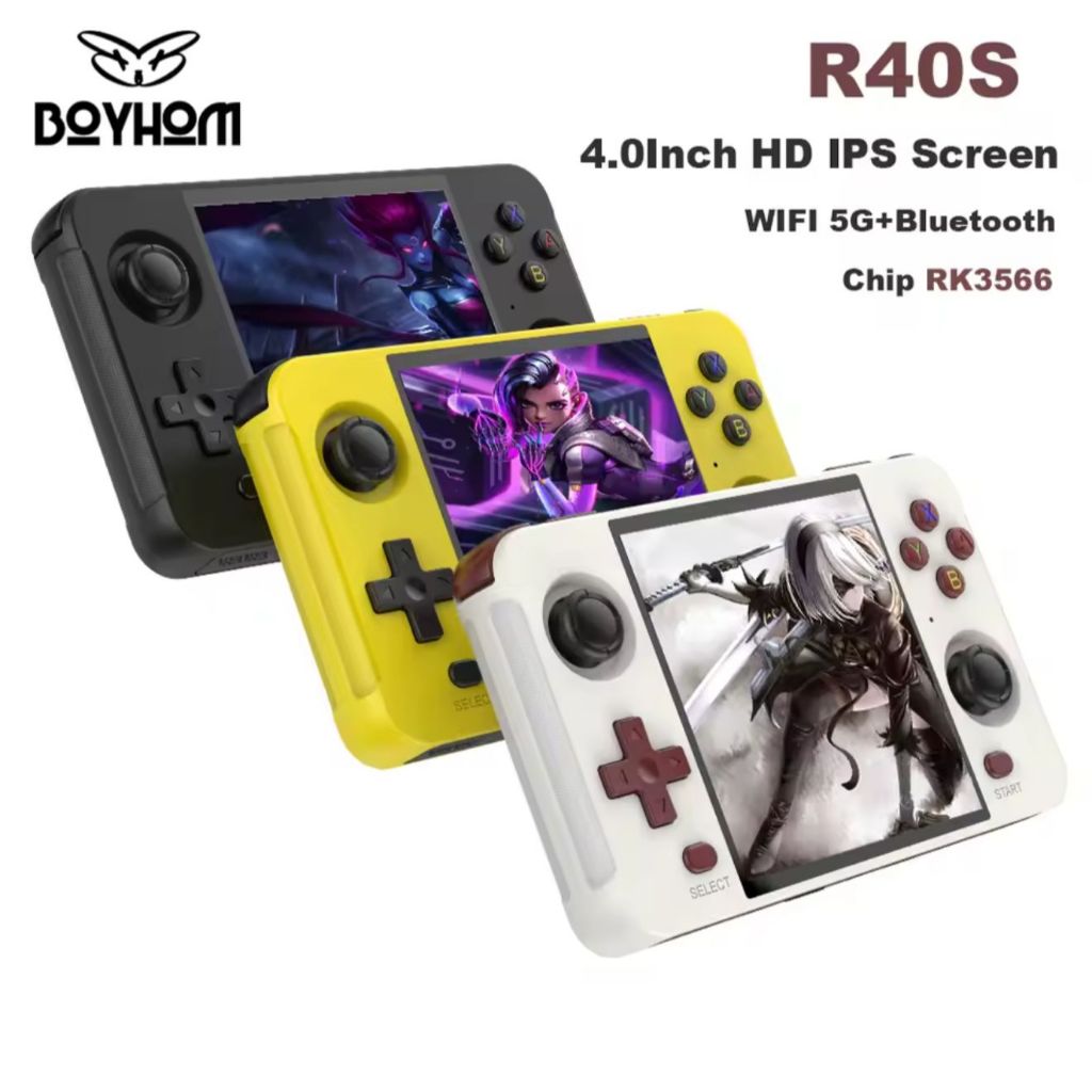 R40S BLACK (2025) Console videogame portátil retro, sistema Linux, RG40XX H, 720x720, 4 Polegada Ips tela, WIFI, RK3566