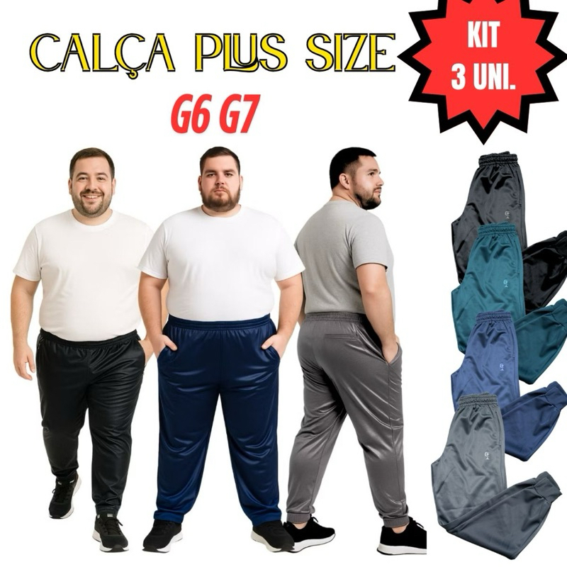 kit 3 calça masculina quentinha flanelada Plus Size G6 G7 em Oferta na Shopee