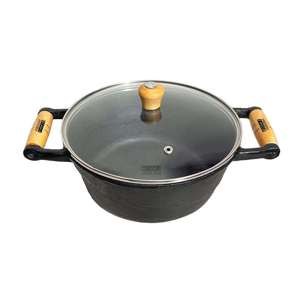 Panela De Ferro Fundido Caçarola 14cm  Com Tampa De Vidro em Oferta na Shopee