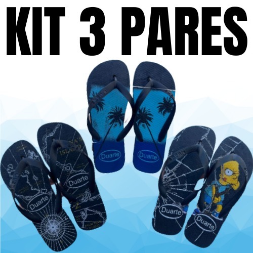 Kit 3 Pares de Chinelo Masculino Adulto Promocao Mais Vendidos
