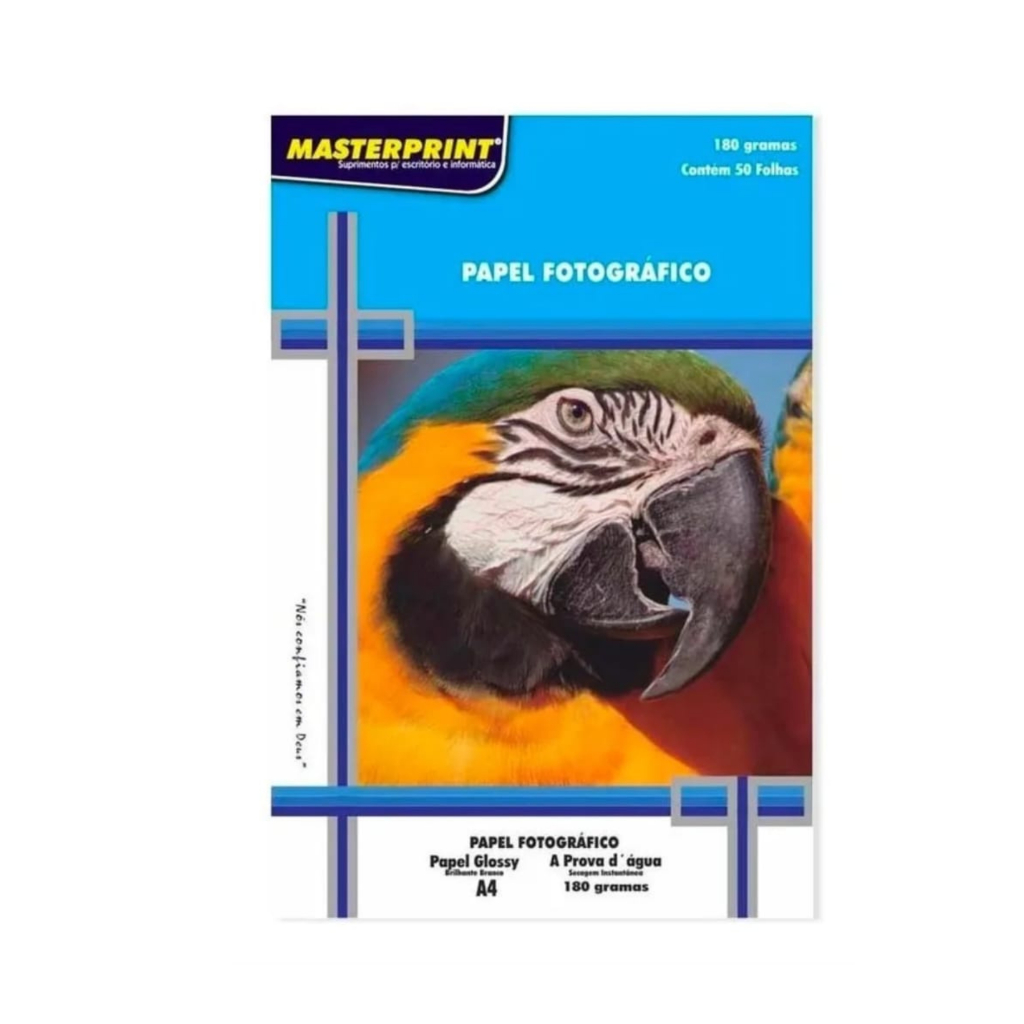 20 folhas Papel  Fotográfico 180g A4 Glossy  Brilho Prova D'água Masterprint