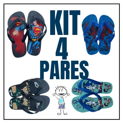 Kit 4 Pares de Chinelo masculino Infantil Menino Leve Macio Promoção
