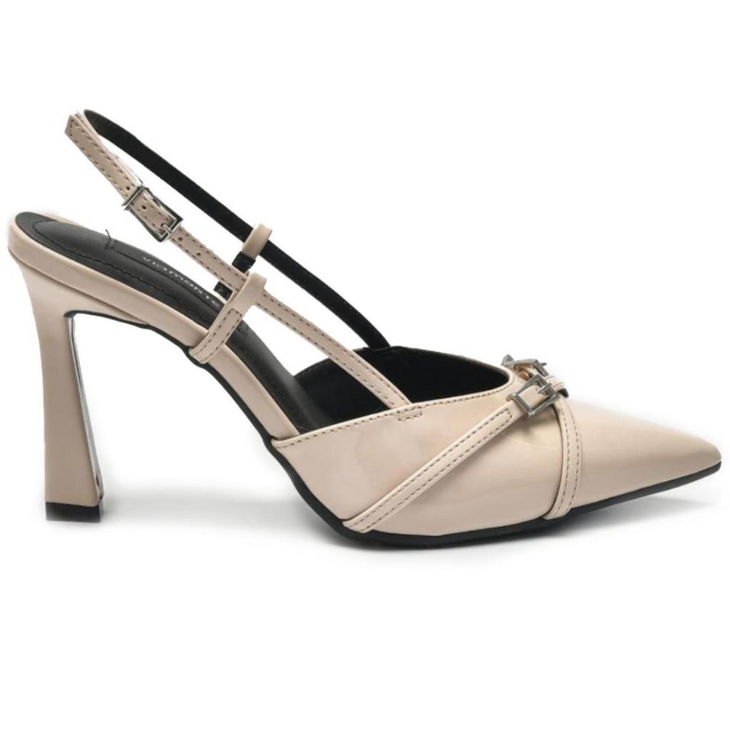 Detalhes do Scarpin Via Marte Salto Médio Fivelas Detalhe Feminino