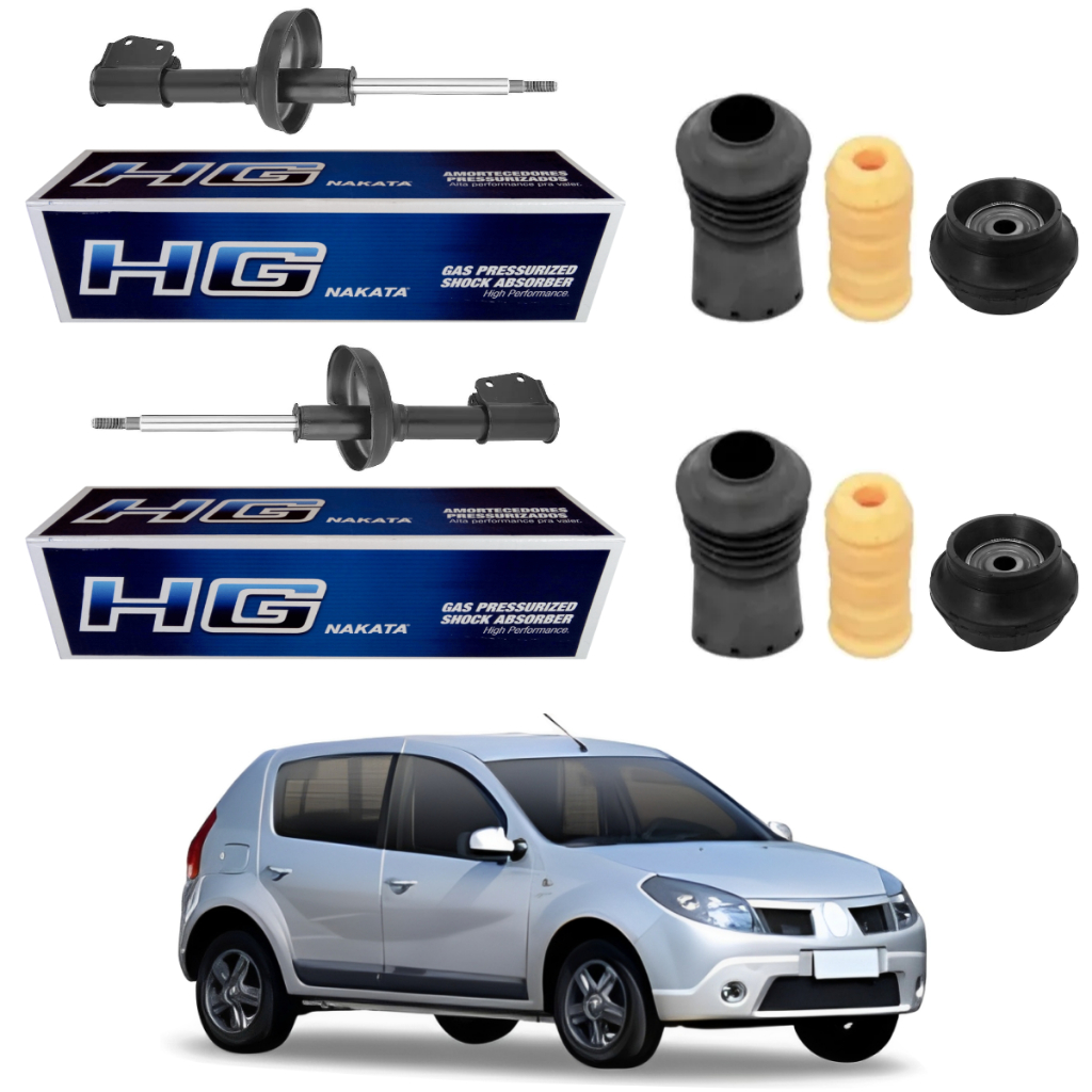 PAR AMORTECEDOR DIANTEIRO SANDERO 2007 A 2014 ORIGINAL NAKATA + KITS