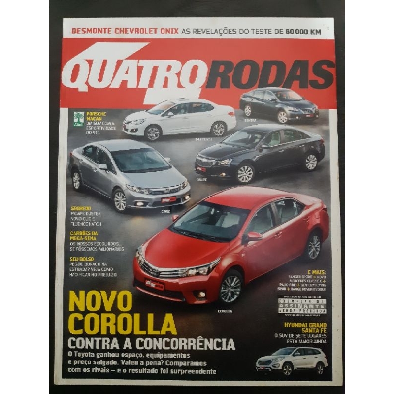 Revista Quatro Rodas ABRIL de 2014 Edição n° 655 – Corolla x Civic x C4 Loung x Cruze x Sentra. Range Rover Evoque. Clio