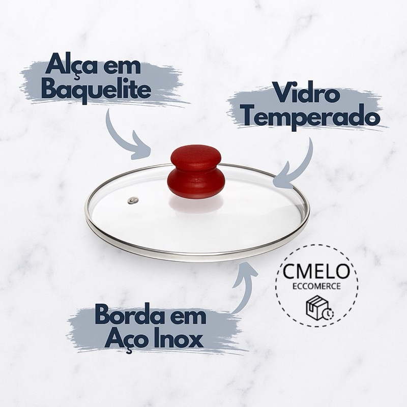Tampa de vidro para panelas, frigideiras pegador vermelho pomel tamanho a escolha em Oferta na Shopee