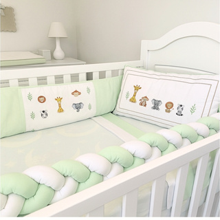 Kit Berço Safari Padrão Americano Algodão Com Mosquiteiro Trança Lençol com Elástico em Oferta na Shopee