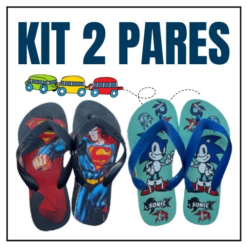 Kit 2 Pares de Chinelo Infantil Masculino Leve Macio Mais Vendidos Promocao