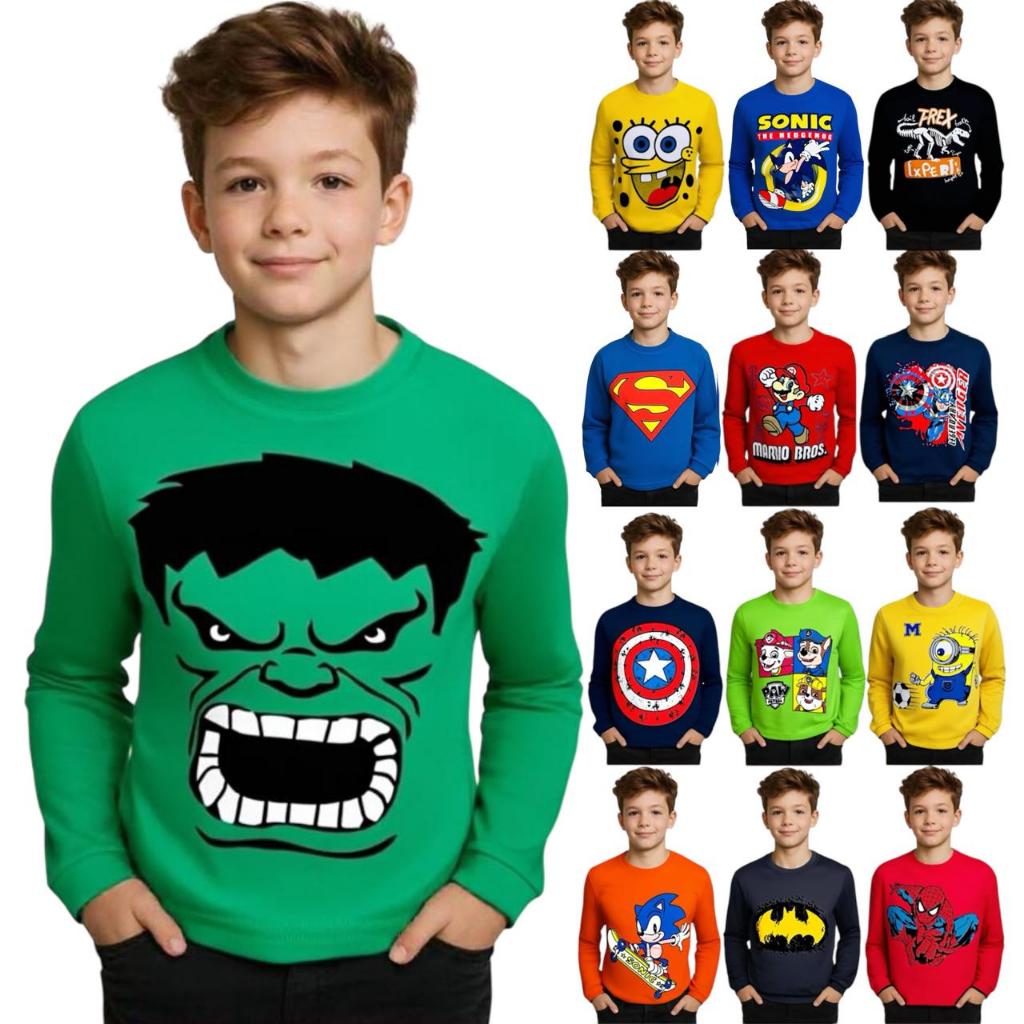 Camiseta Infantil Menino Blusa Manga Longa Personagens Super Heróis 100% Algodão 30.1 em Oferta na Shopee