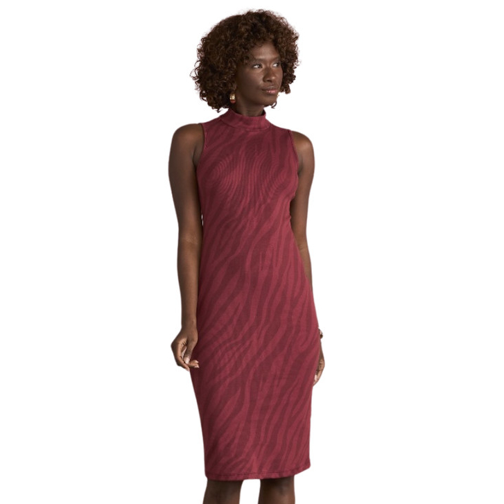 Vestido Midi de Ribana gola alta estampado KO3799-C1