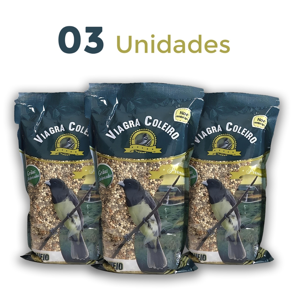Kit 03 Unidades Viagra Coleiro Papacapim Ração Premium Estimulante Reprodução Acasalamento Ativador roduto Aves Aviário em Oferta na Shopee