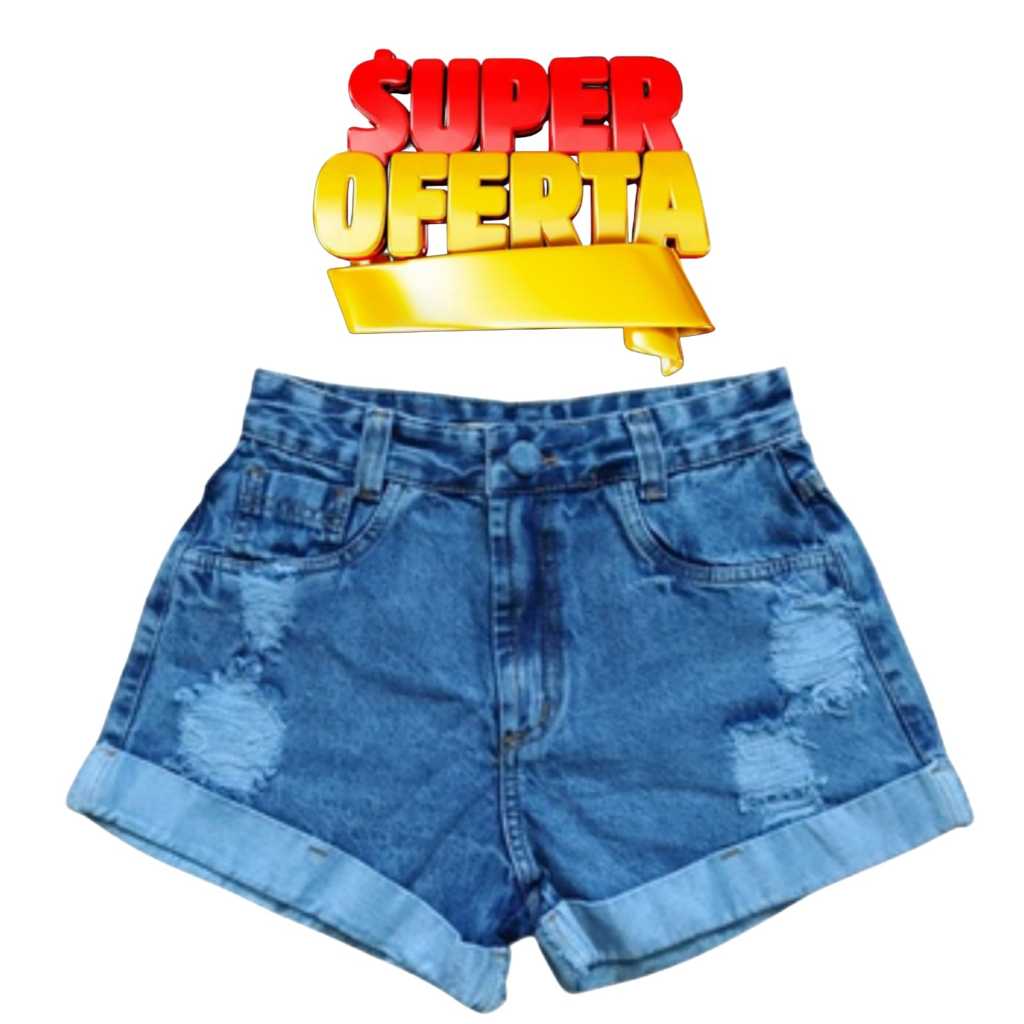 Short Jeans Feminino Destroyed Cintura Alta com Barra Dobrada – Confortável, Estiloso e Versátil