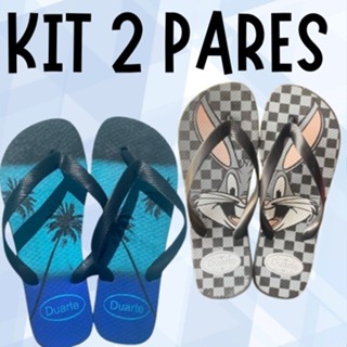 Kit 2 Pares Sortidos De Chinelo Masculino Macio Confortavel em Oferta na Shopee