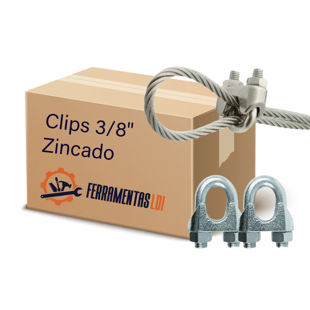 Kit 50 Clips Cabo Aço Guincho Carga Academia Construção 3/8 Zincado em Oferta na Shopee