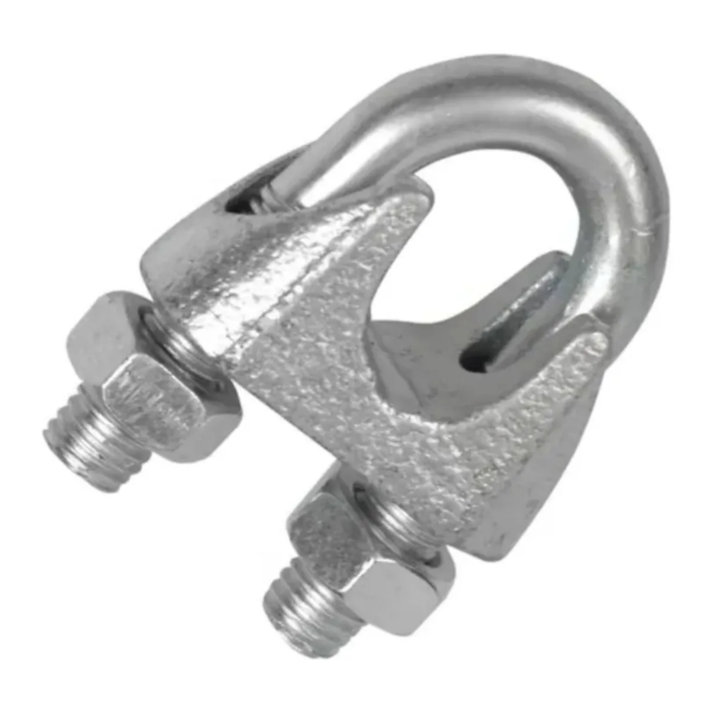Detalhes do Kit 50 Clips Cabo Aço Guincho Carga Academia Construção 3/8 Zincado