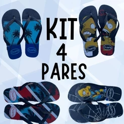 Kit 4 Pares de Chinelo Masculino Adulto Antiderrapante Promocao