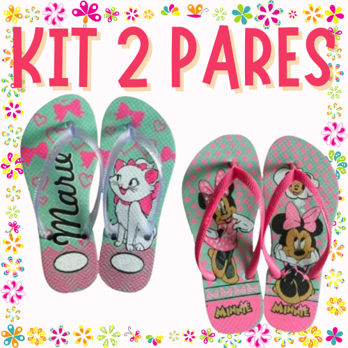 Kit 2 Pares de Chinelo Infantil Feminino Menina Promocao Numerações Combinadas em Oferta na Shopee